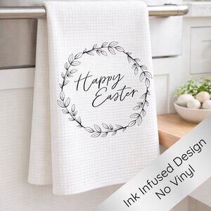 White Tea Towel, Kitchen Towel Easter